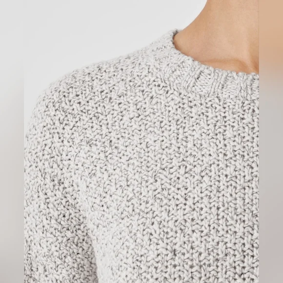 EILEEN FISHER | Cotton Crimp Crew Neck Long Top | Large | Sea Salt - Picture 4 of 9